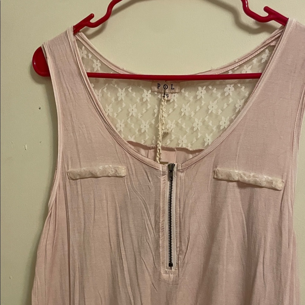 POL Sleeveless Top with Lace Detail
